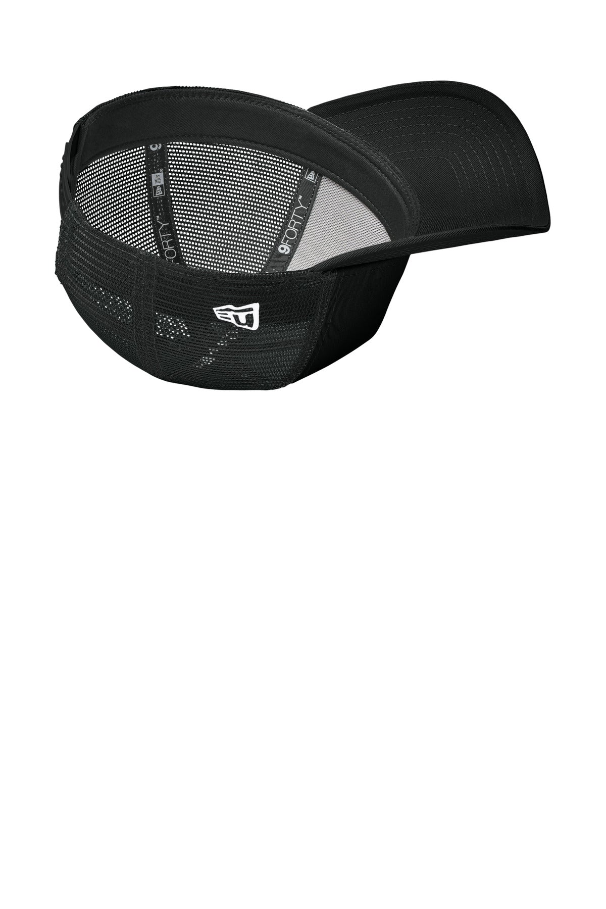 FlagBlk/Bk New Era Snapback Trucker Cap. NE205 plain