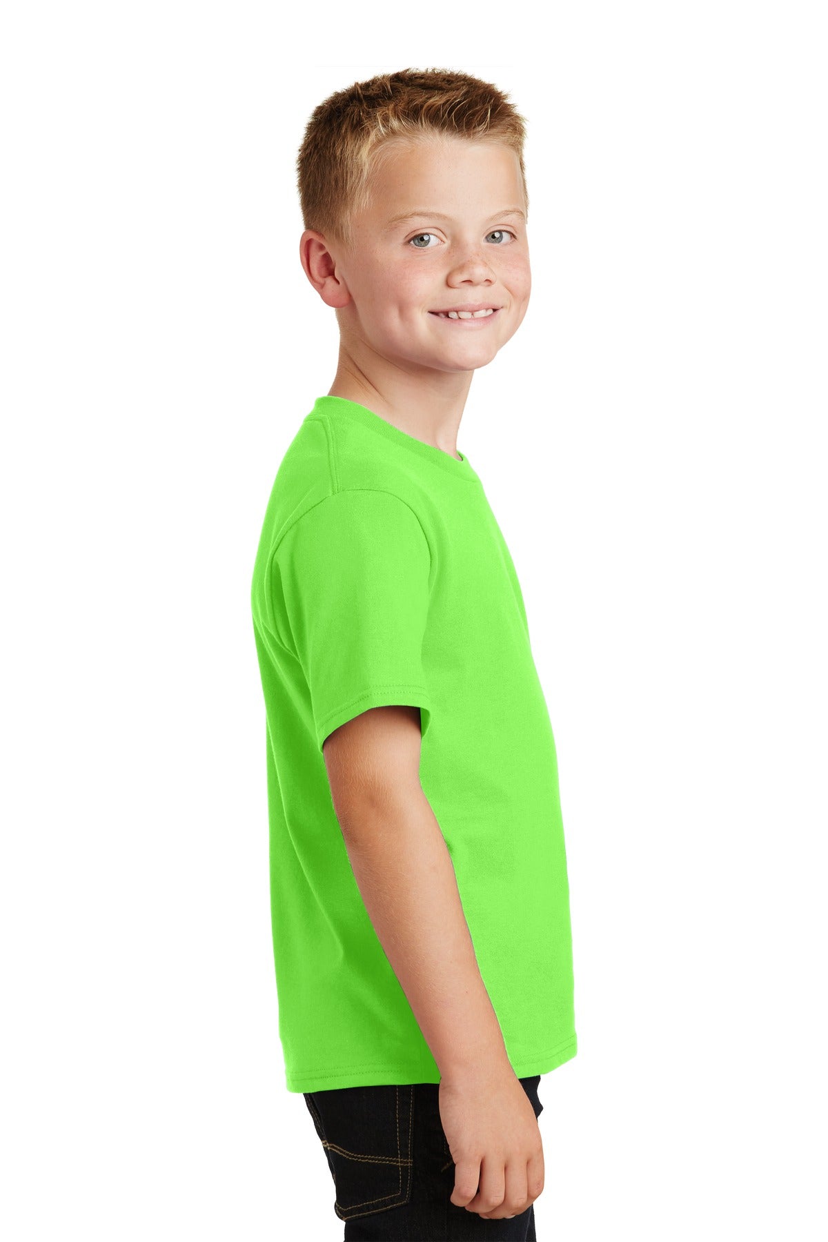 Flash Green Port & Co Youth Fan Favorite Tee. PC450Y plain