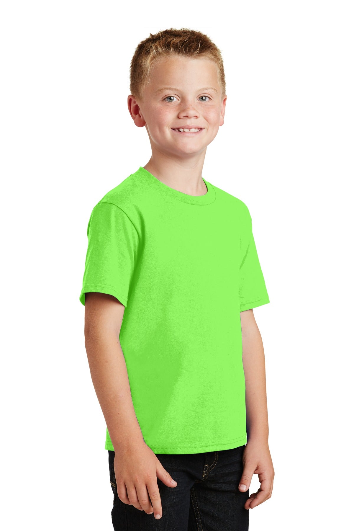 Flash Green Port & Co Youth Fan Favorite Tee. PC450Y plain