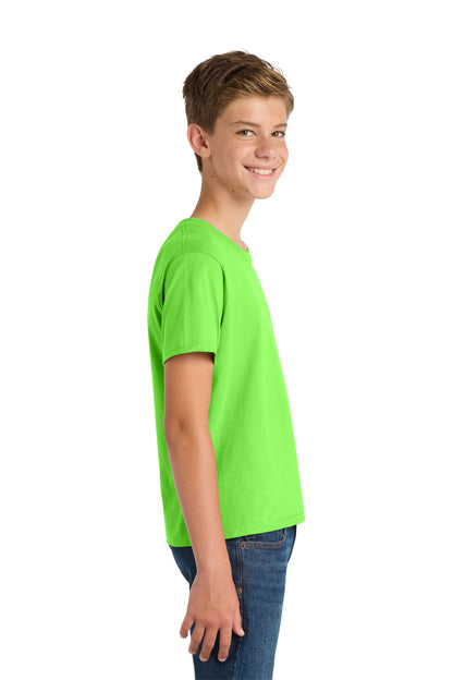 Flash Green Port & Co Youth Fan Favorite Tee. PC450Y plain