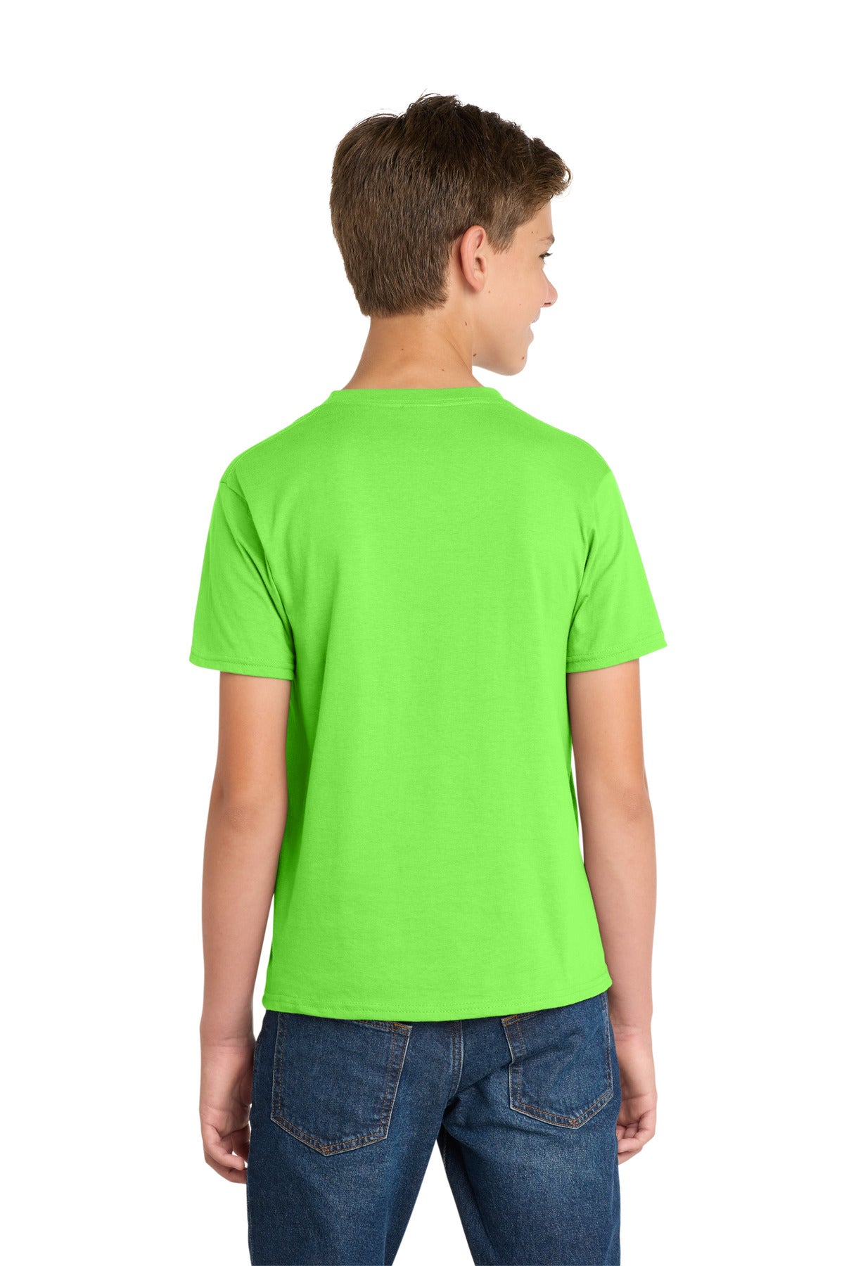 Flash Green Port & Co Youth Fan Favorite Tee. PC450Y plain