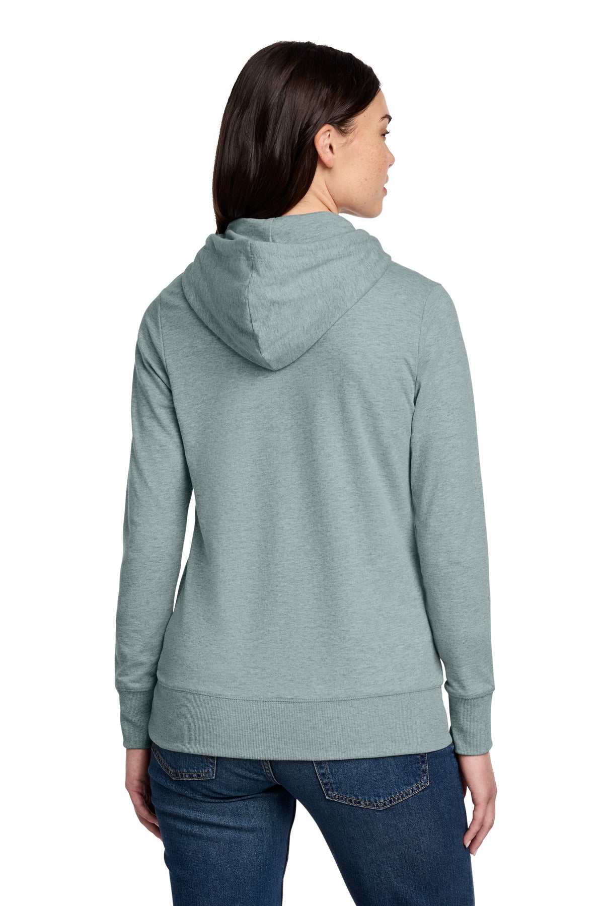 FlntBluHtr District Women's Featherweight French Terry Full-Zip Hoodie DT673 plain