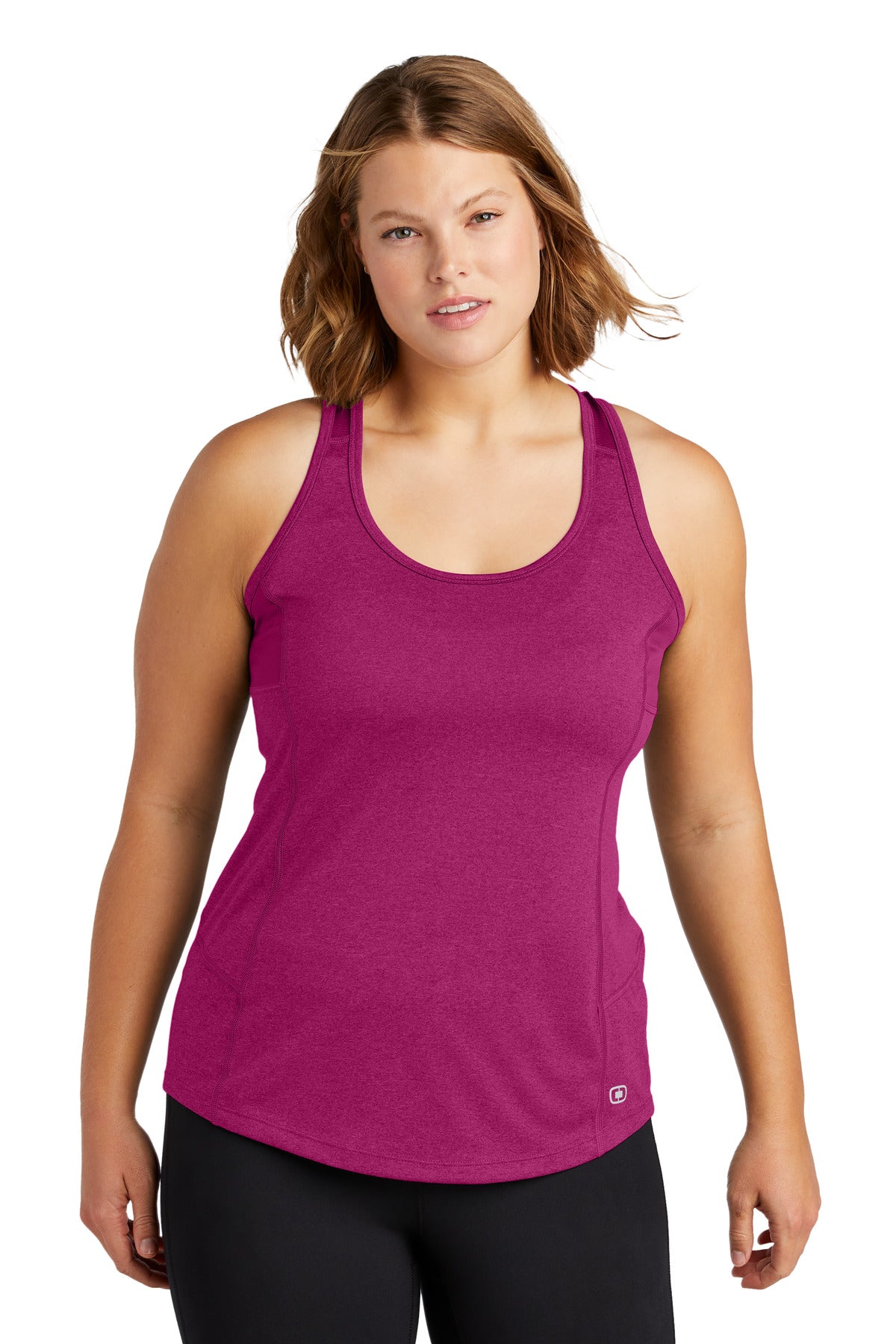 Flush Pink OGIO Women's Racerback Pulse Tank. LOE322 plain