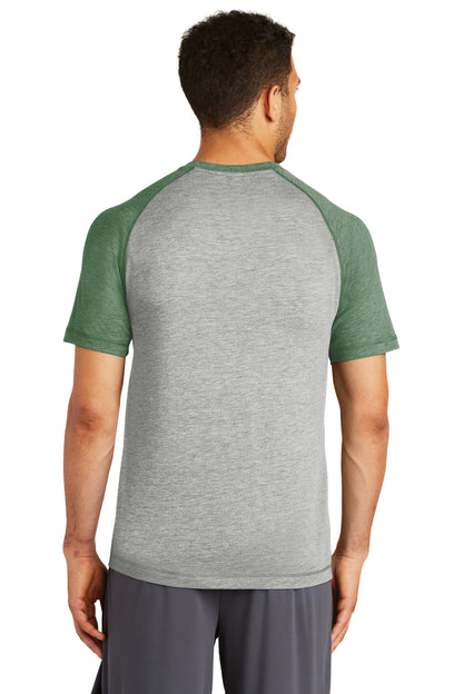 For Grn He/LGH Sport-Tek PosiCharge Tri-Blend Wicking Raglan Tee. ST400 plain