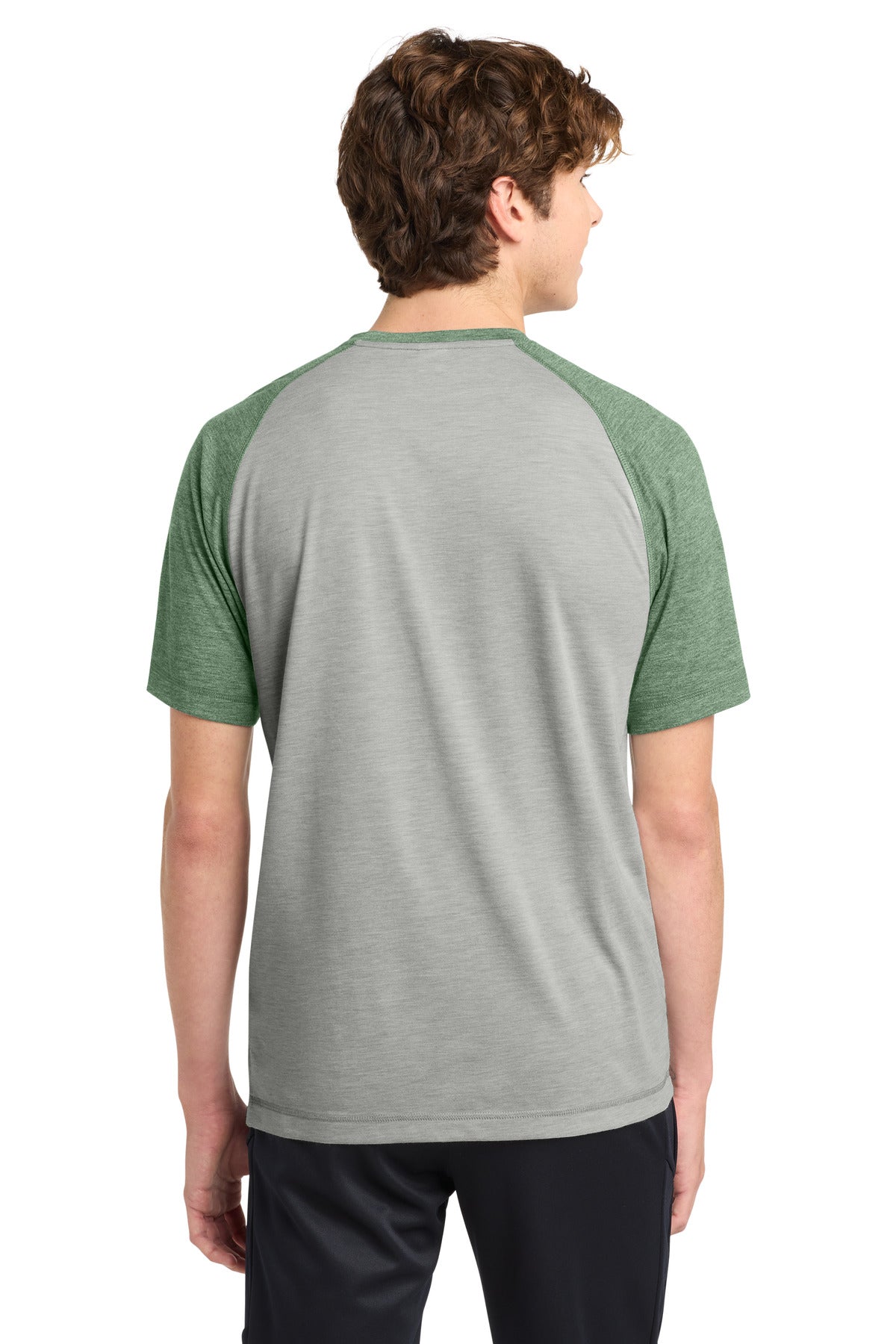 For Grn He/LGH Sport-Tek PosiCharge Tri-Blend Wicking Raglan Tee. ST400 plain
