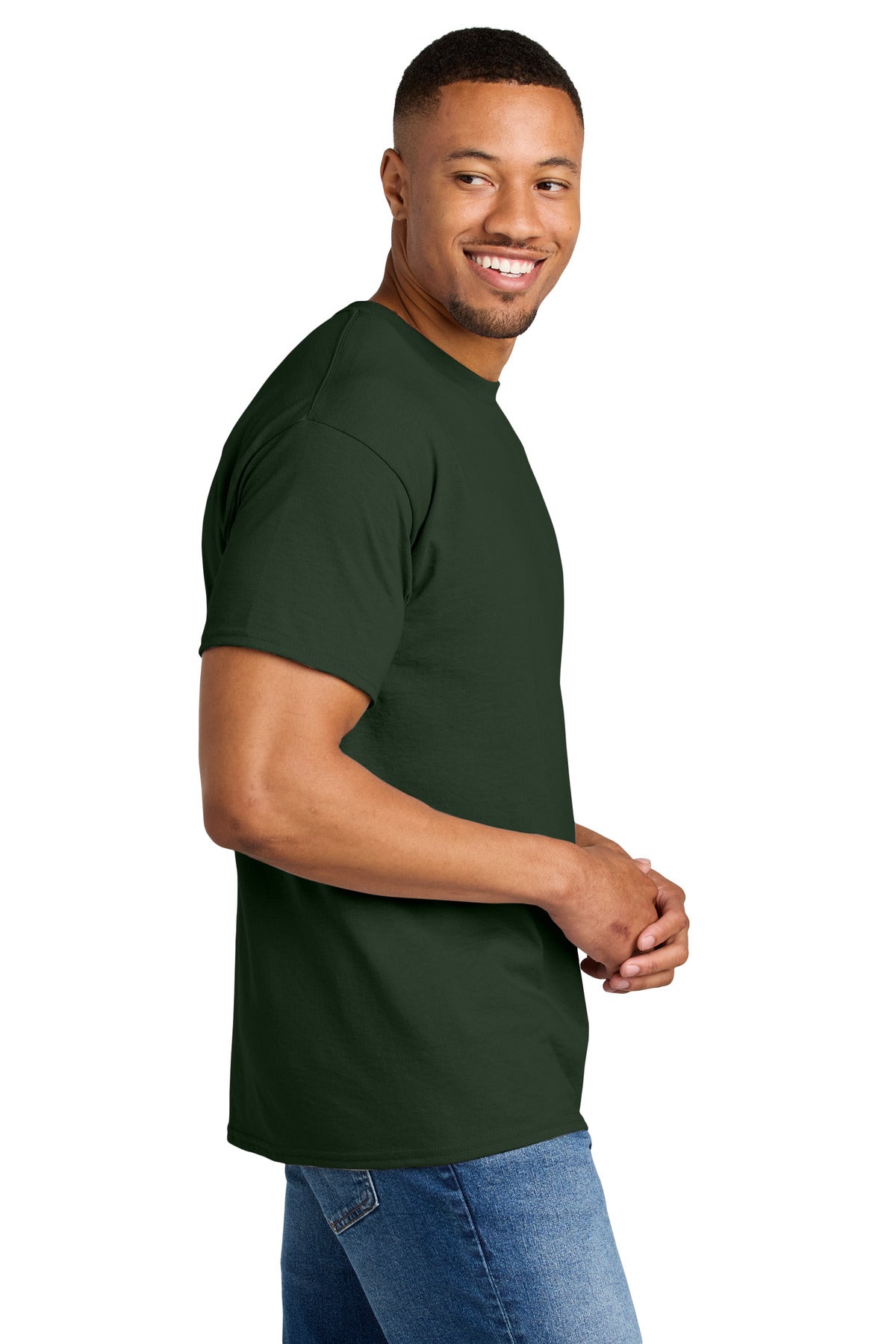 Forest Gildan DryBlend 50 Cotton/50 Poly T-Shirt. 8000 plain