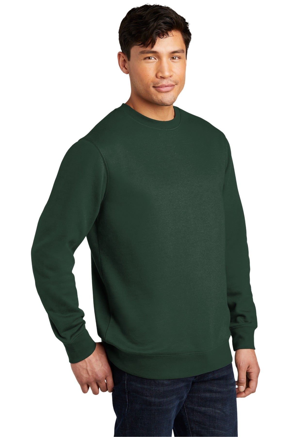 Forest Green District V.I.T. Fleece Crew DT6104 plain