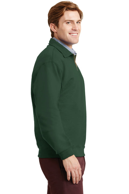 Forest Green Jerzees Super Sweats NuBlend - 1/4-Zip Sweatshirt with Cadet Collar. 4528M plain