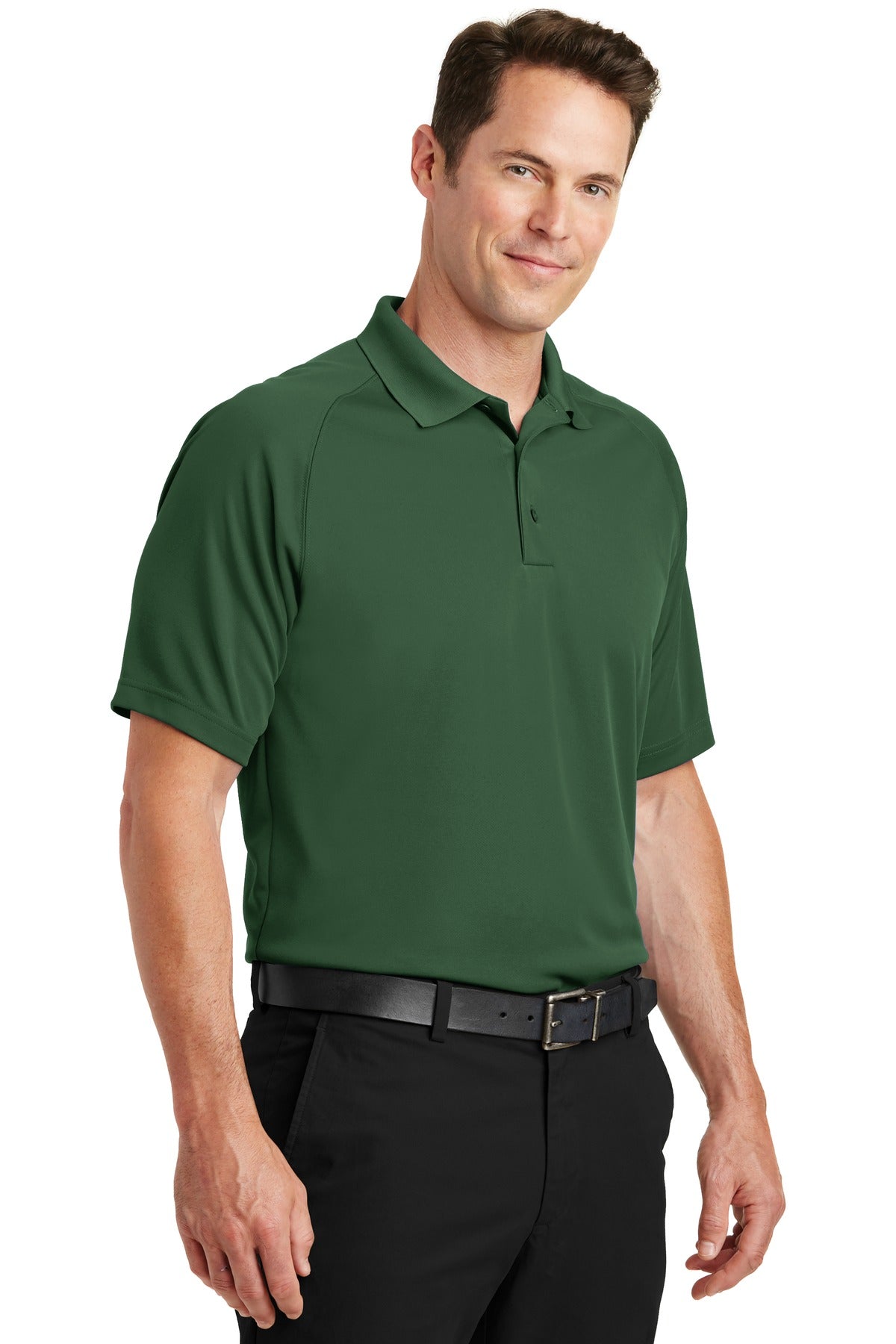 Forest Green Sport-Tek Dry Zone Raglan Polo. T475 plain