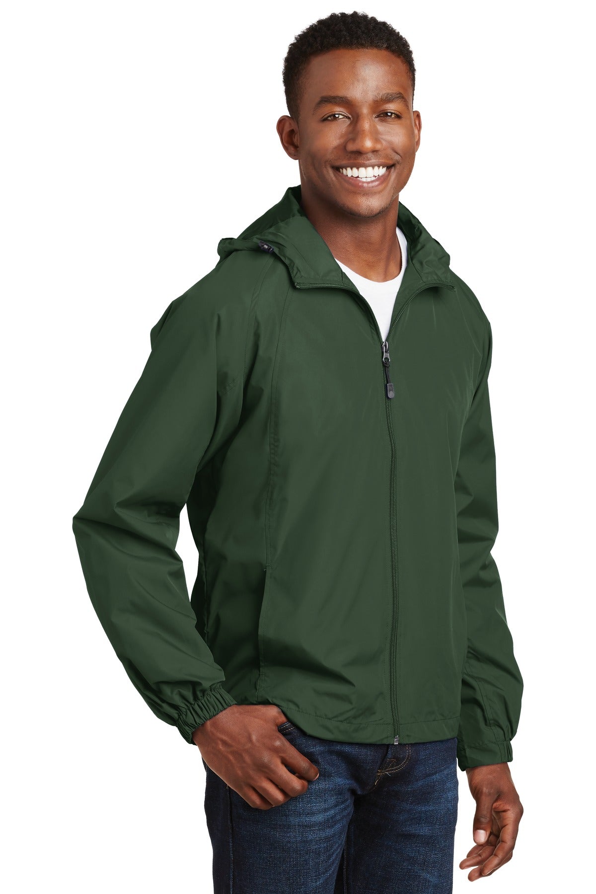 Forest Green Sport-Tek Hooded Raglan Jacket. JST73 plain