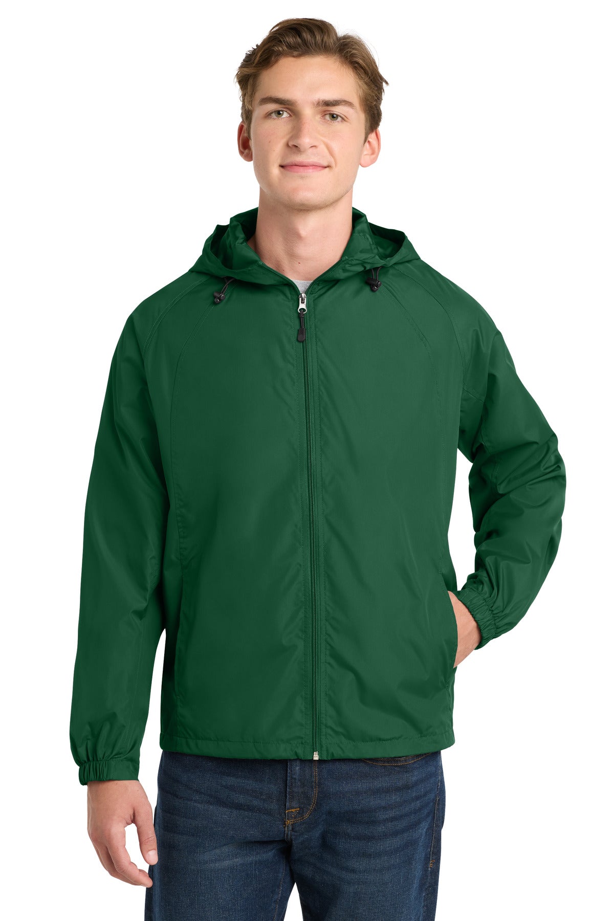 Forest Green Sport-Tek Hooded Raglan Jacket. JST73 plain