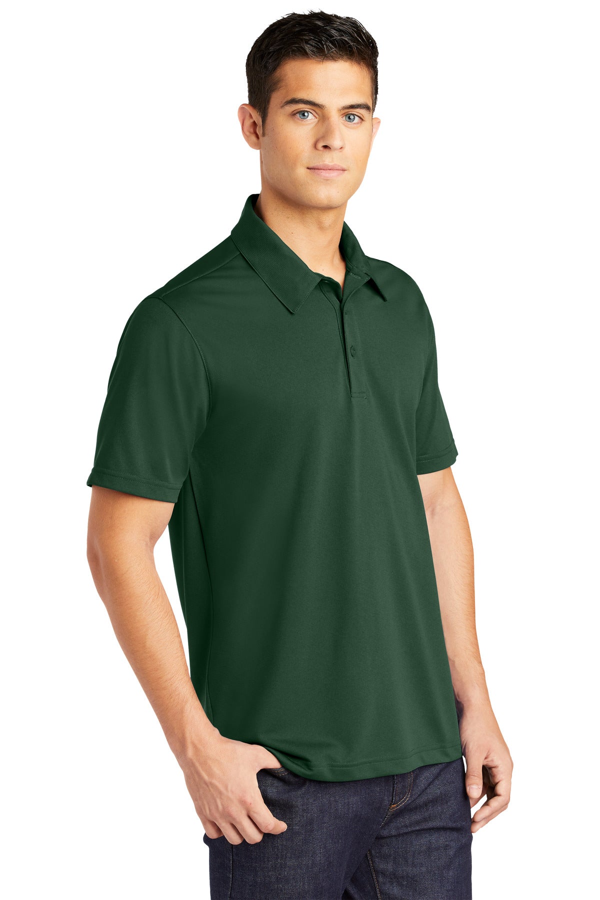 Forest Green Sport-Tek PosiCharge Active Textured Polo. ST690 plain