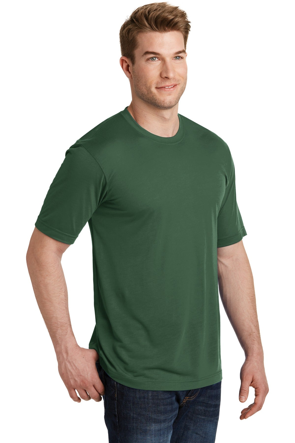 Forest Green Sport-Tek PosiCharge Competitor Cotton Touch Tee. ST450 plain