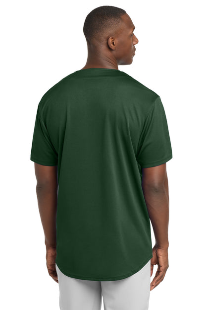 Forest Green Sport-Tek PosiCharge Tough Mesh Full-Button Jersey. ST220 plain
