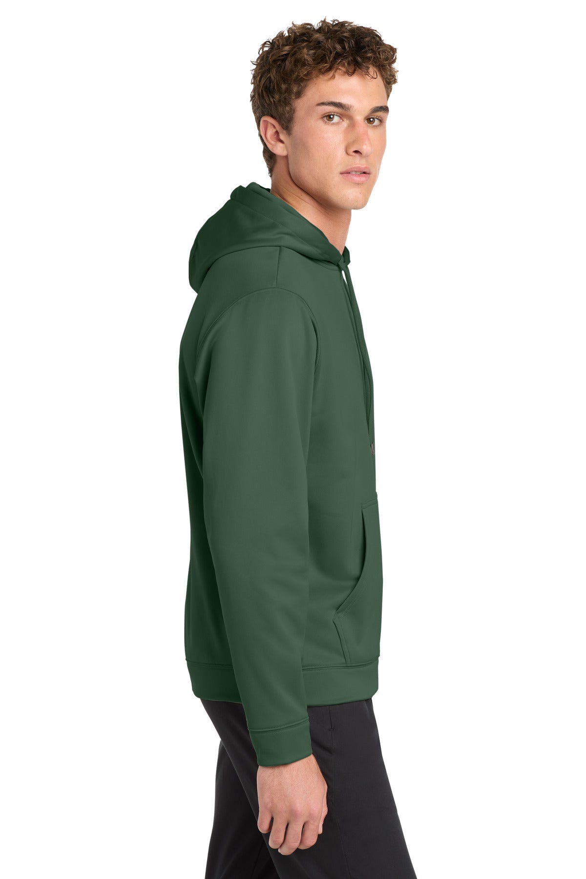 Forest Green Sport-Tek Sport-Wick Fleece Hooded Pullover. F244 plain