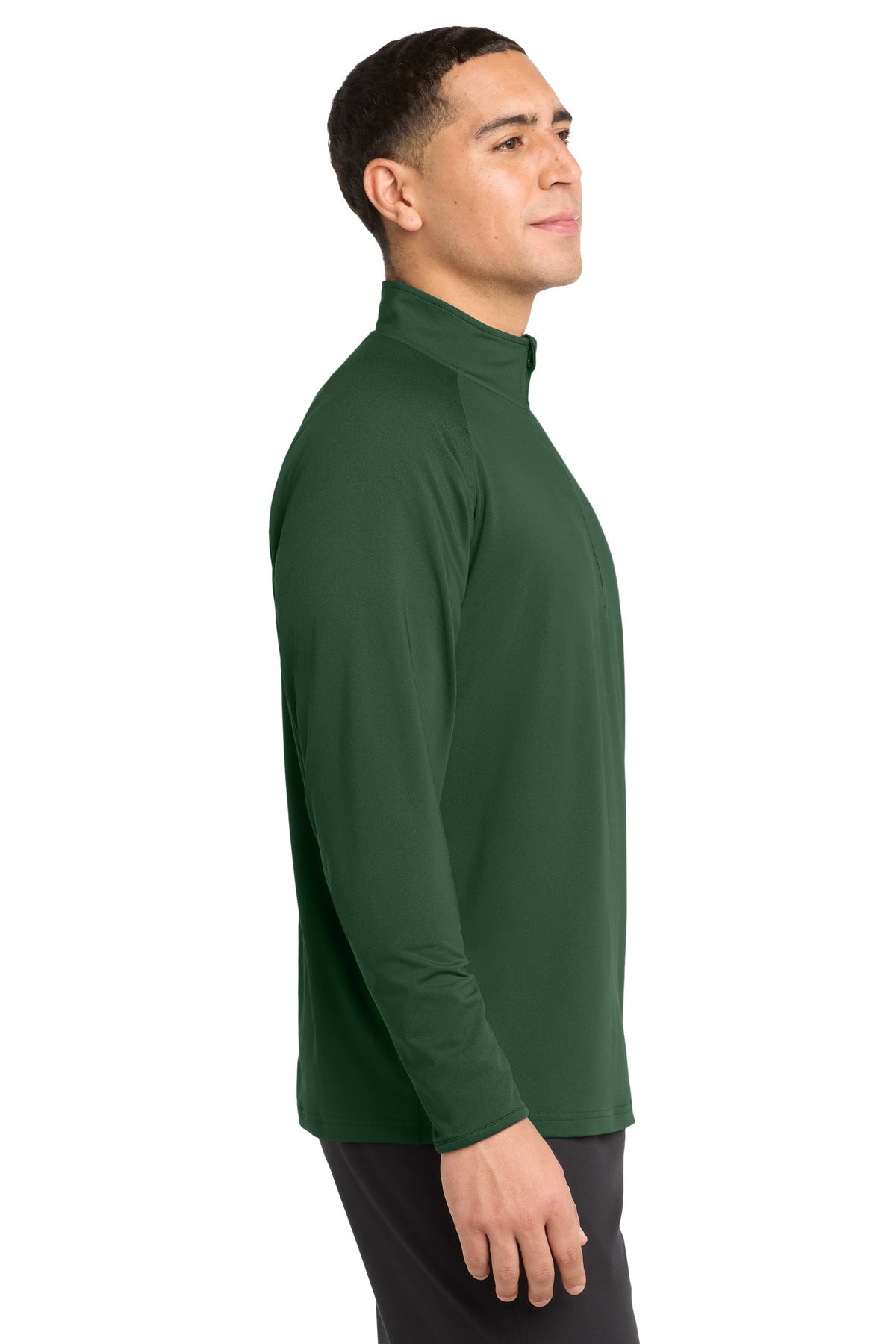 Forest Green Sport-Tek Sport-Wick Stretch 1/4-Zip Pullover. ST850 plain