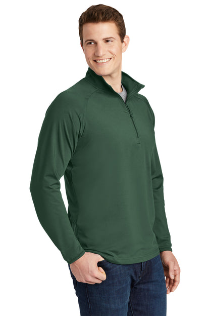 Forest Green Sport-Tek Sport-Wick Stretch 1/4-Zip Pullover. ST850 plain
