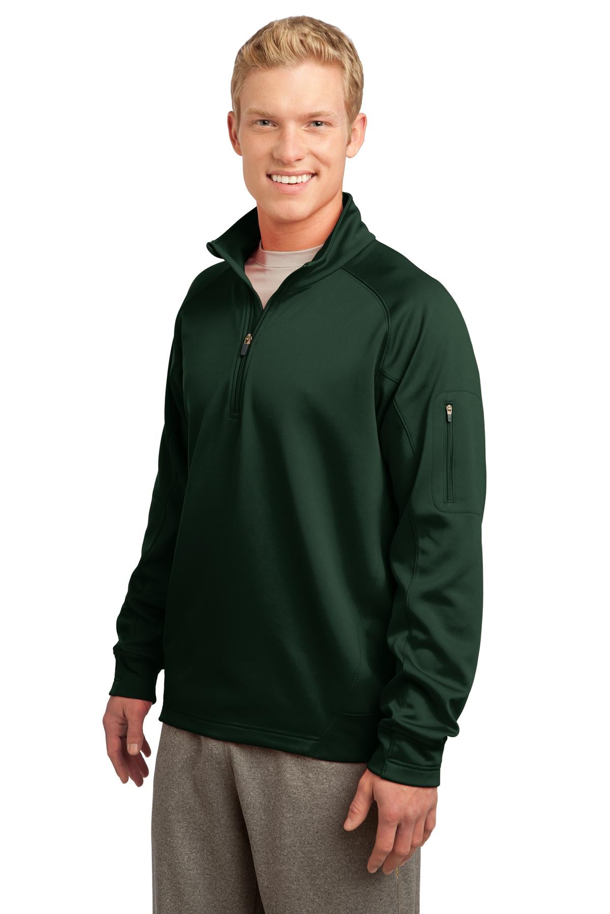Forest Green Sport-Tek Tech Fleece 1/4-Zip Pullover. F247 plain