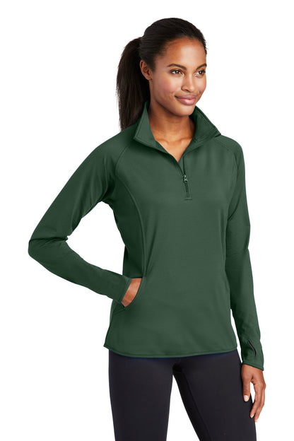 Forest Green Sport-Tek Women's Sport-Wick Stretch 1/4-Zip Pullover. LST850 plain