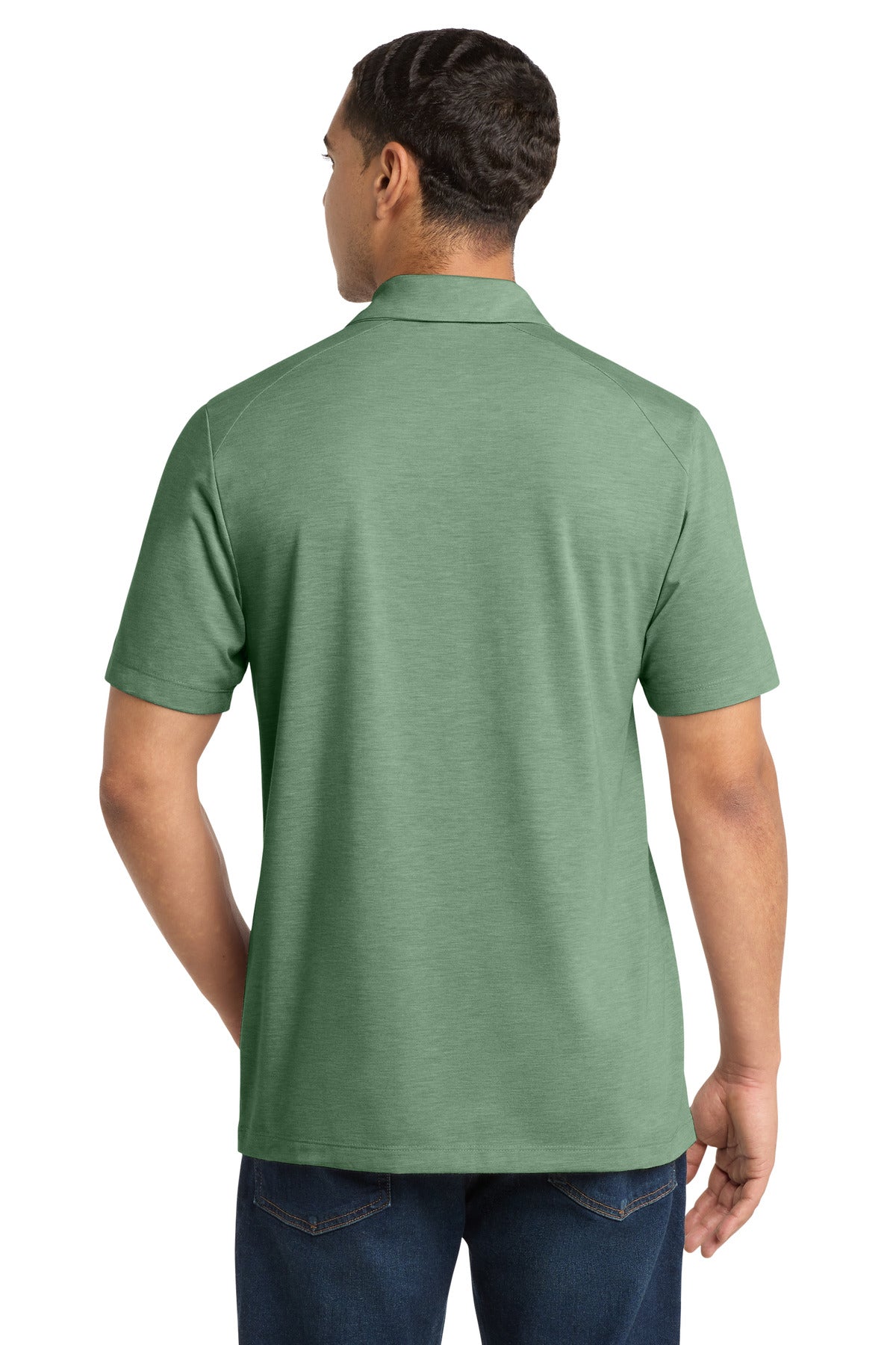 Forest Grn Hth Sport-Tek PosiCharge Tri-Blend Wicking Polo. ST405 plain