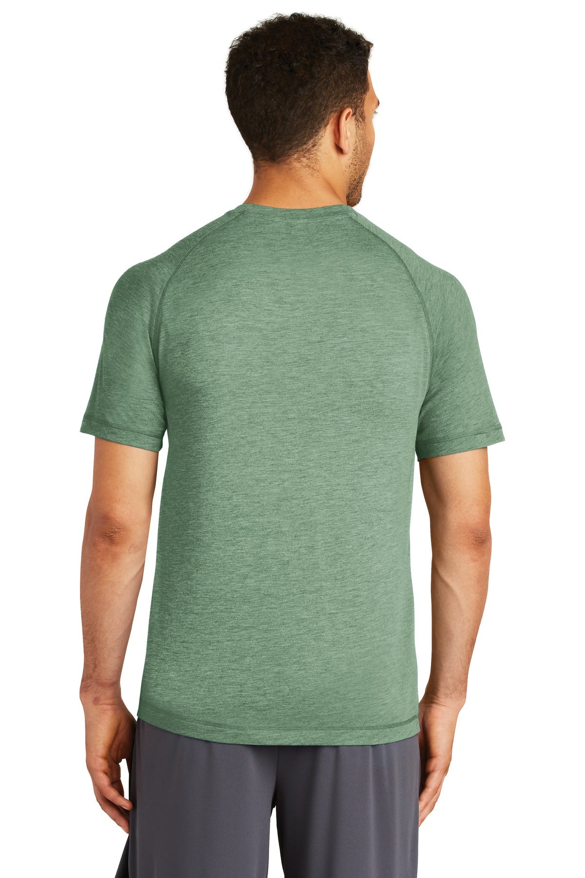 Forest Grn Hth Sport-Tek PosiCharge Tri-Blend Wicking Raglan Tee. ST400 plain