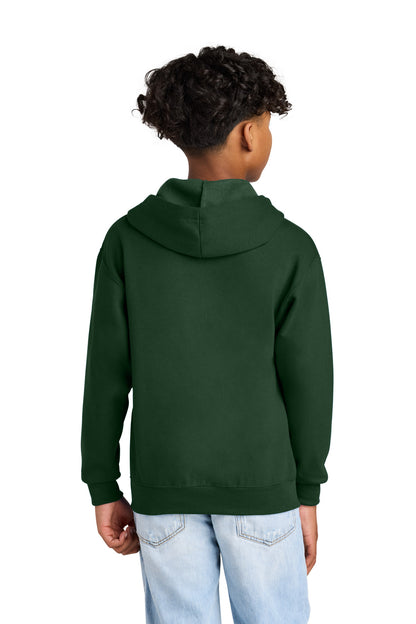 ForestGrn Jerzees - Youth NuBlend Full-Zip Hooded Sweatshirt. 993B plain