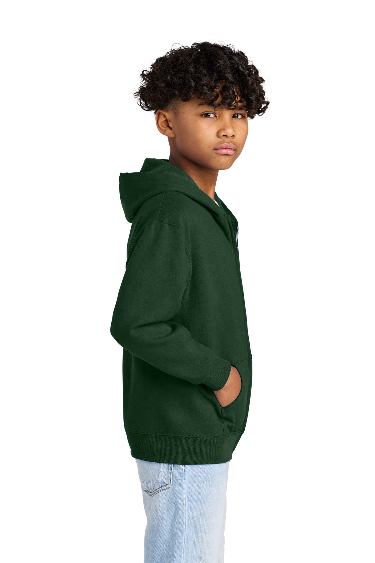 ForestGrn Jerzees - Youth NuBlend Full-Zip Hooded Sweatshirt. 993B plain