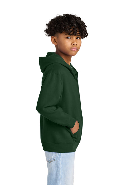 ForestGrn Jerzees - Youth NuBlend Full-Zip Hooded Sweatshirt. 993B plain