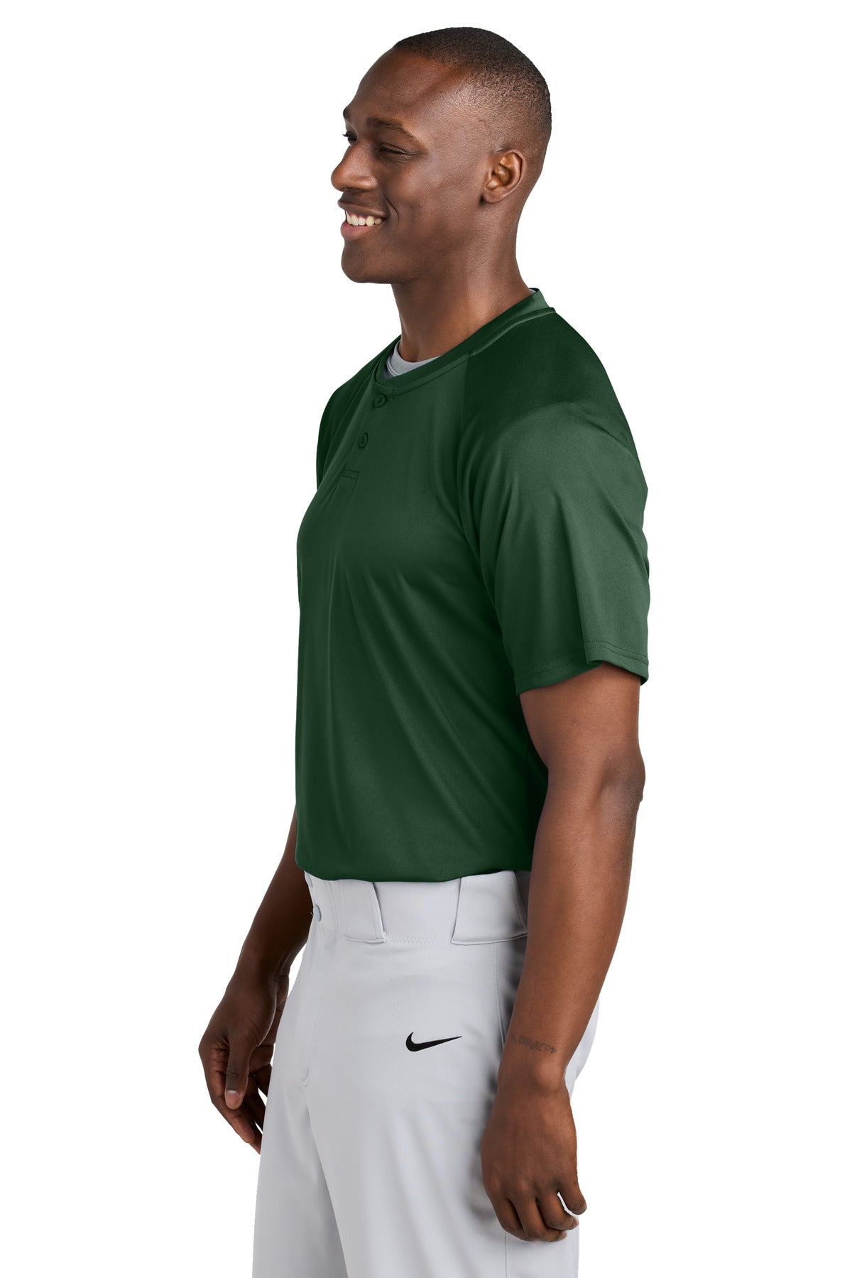 ForestGrn Sport-Tek PosiCharge Competitor 2-Button Henley ST359 plain