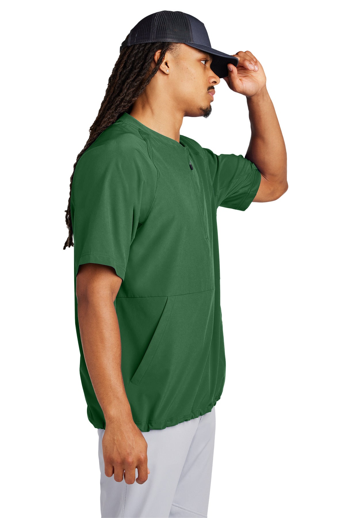ForestGrn Sport-Tek Repeat 1/2-Zip Short Sleeve Jacket JST489 plain