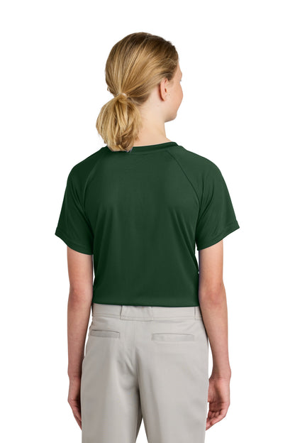 ForestGrn Sport-Tek Youth PosiCharge Competitor 2-Button Henley YST359 plain