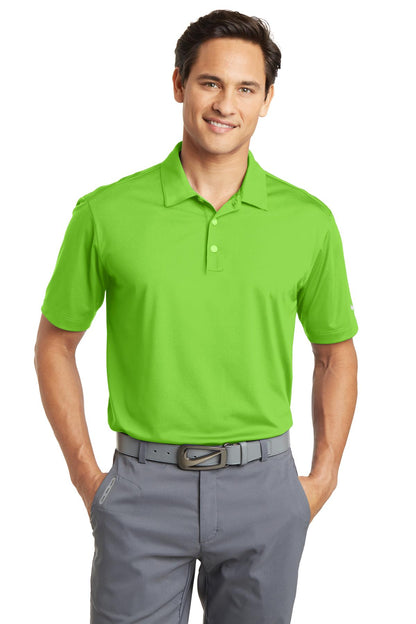 Front View of Action Green Nike Dri-FIT Vertical Mesh Polo. 637167 plain
