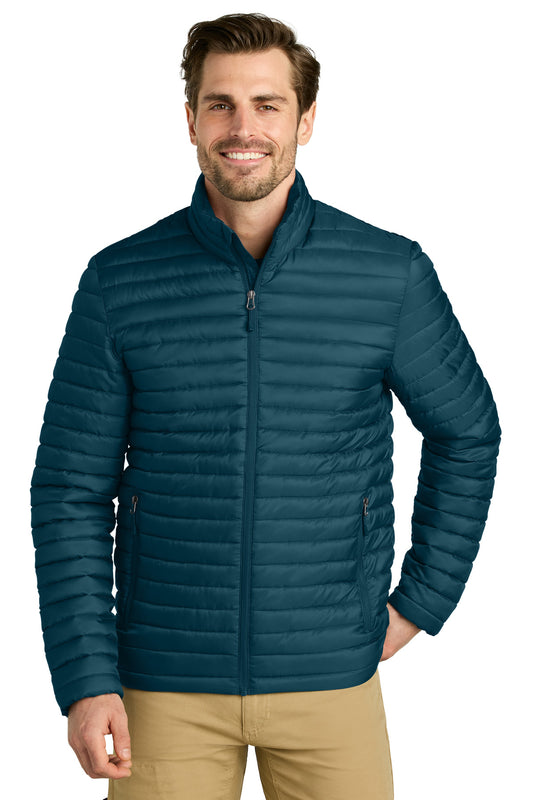 Front View of AdrBlue Eddie Bauer Packable Quilted Full-Zip EB514 plain