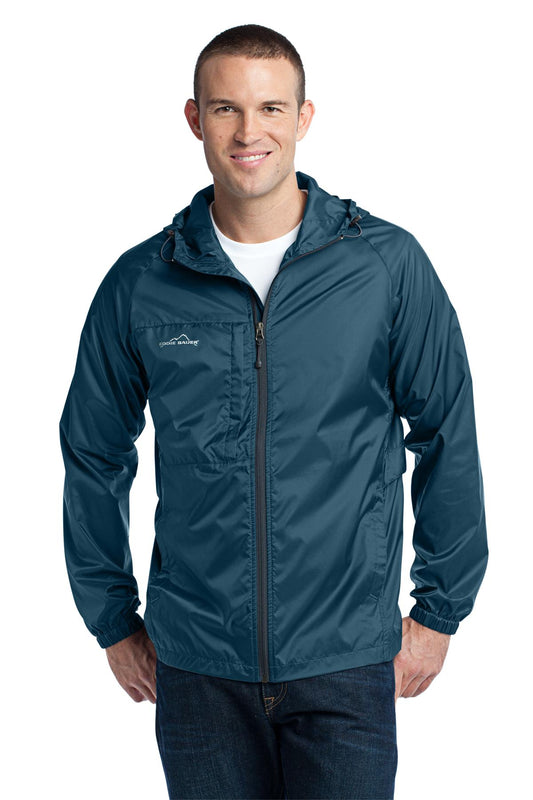 Front View of Adriatic Blue Eddie Bauer - Packable Wind Jacket. EB500 plain