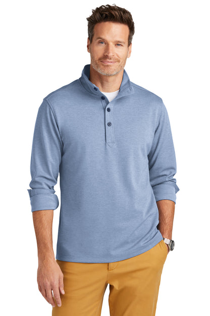 Front View of AegeanBlHt Brooks Brothers Mid-Layer Stretch 1/2-Button BB18202 plain