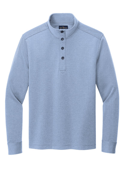 Front View of AegeanBlHt Brooks Brothers Mid-Layer Stretch 1/2-Button BB18202 plain