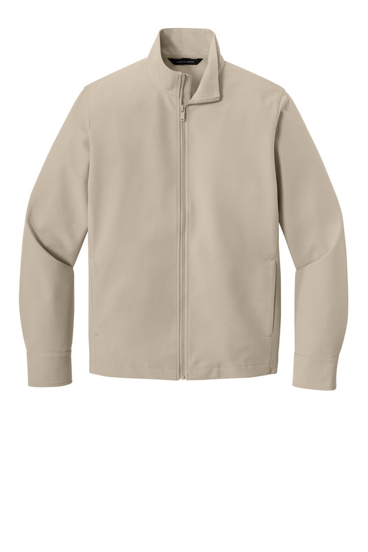 Front View of Almond Mercer+Mettle Comfort Soft Shell Jacket MM7104 plain