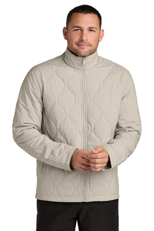 Front View of Almond Mercer+Mettle Quilted Liner Jacket MM7202 plain