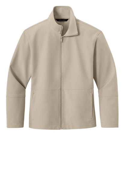 Front View of Almond Mercer+Mettle Women's Comfort Soft Shell Jacket MM7105 plain