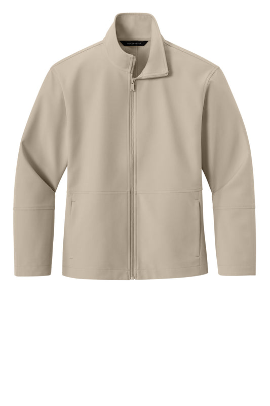 Front View of Almond Mercer+Mettle Women's Comfort Soft Shell Jacket MM7105 plain