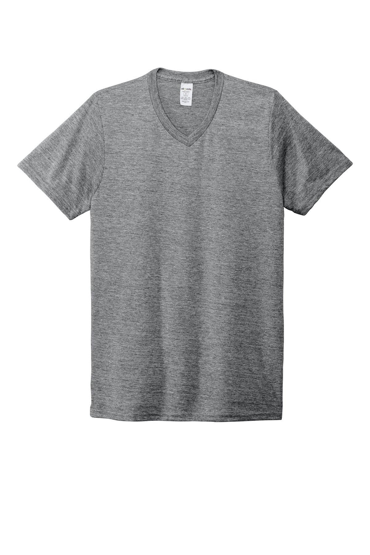 Front View of Aluminum Grey Allmade Unisex Tri-Blend V-Neck Tee AL2014 plain