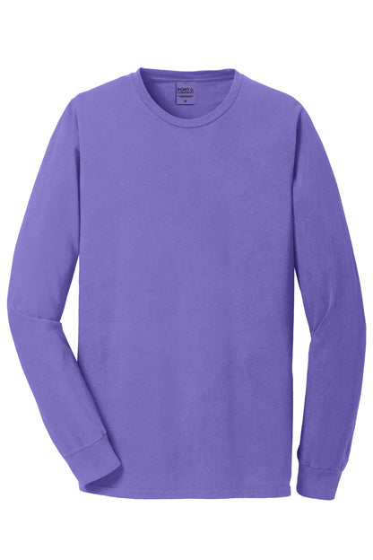 Front View of Amethyst Port & Co Beach Wash Garment-Dyed Long Sleeve Tee PC099LS plain