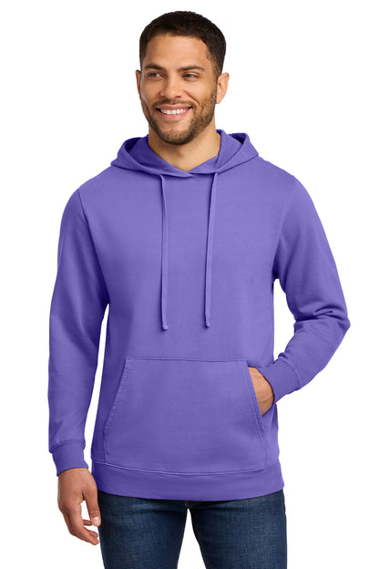 Front View of Amethyst Port & Co Beach Wash Garment-Dyed Pullover Hooded Sweatshirt. PC098H plain