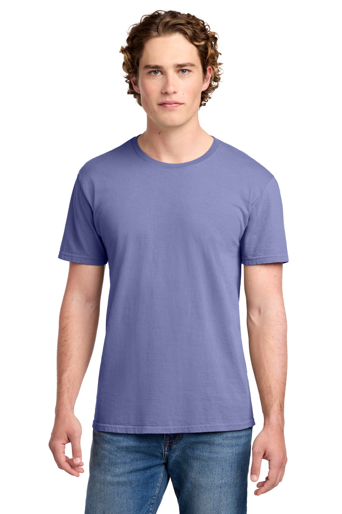 Front View of Amethyst Port & Co Beach Wash Garment-Dyed Tee. PC099 plain