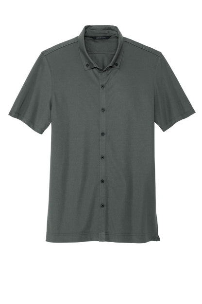 Front View of AnchorGrey Mercer+Mettle Stretch Pique Full-Button Polo MM1006 plain