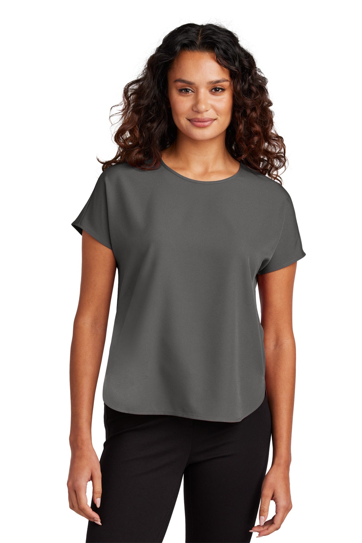 Front View of AnchorGrey Mercer+Mettle Women's Stretch Crepe Crew MM2015 plain