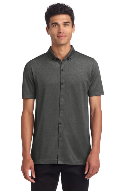 Front View of AnchorGyHt Mercer+Mettle Stretch Pique Full-Button Polo MM1006 plain
