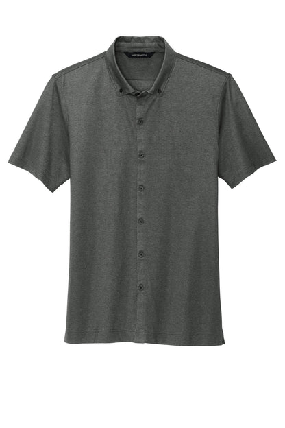 Front View of AnchorGyHt Mercer+Mettle Stretch Pique Full-Button Polo MM1006 plain