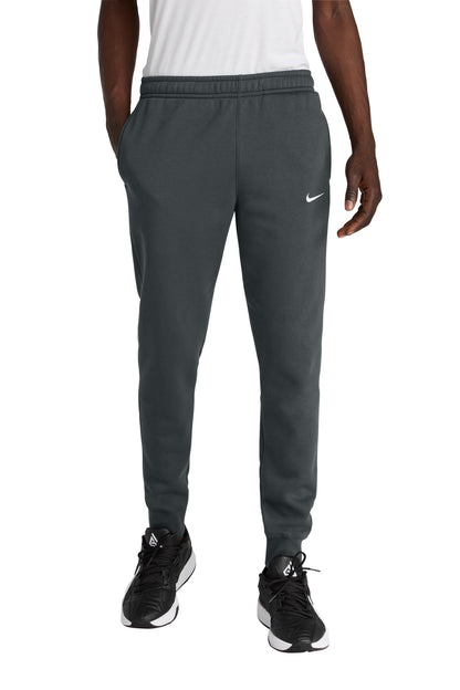 Front View of Anthracite Nike Club Fleece Jogger NKHM8045 plain