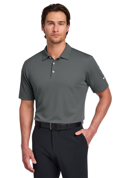 Front View of Anthracite Nike Dri-FIT Vertical Mesh Polo. 637167 plain